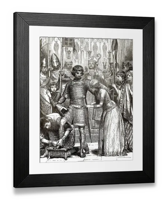Framed Print : Illustration of initiation into the order of Knighthood