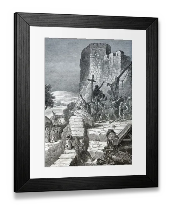 Framed Print : Illustration of the procession of the Crusades around the walls of Jerusalem in 1099