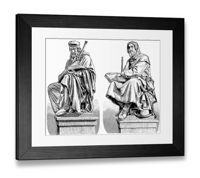 Framed Print : Historische Zeichnung, Portraits von John Wyclif