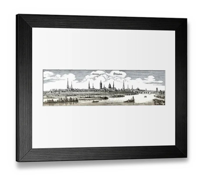 Framed Print : Panoramic view of Minden, 17th century Framed Print : Panoramic view of Minden, 17th century