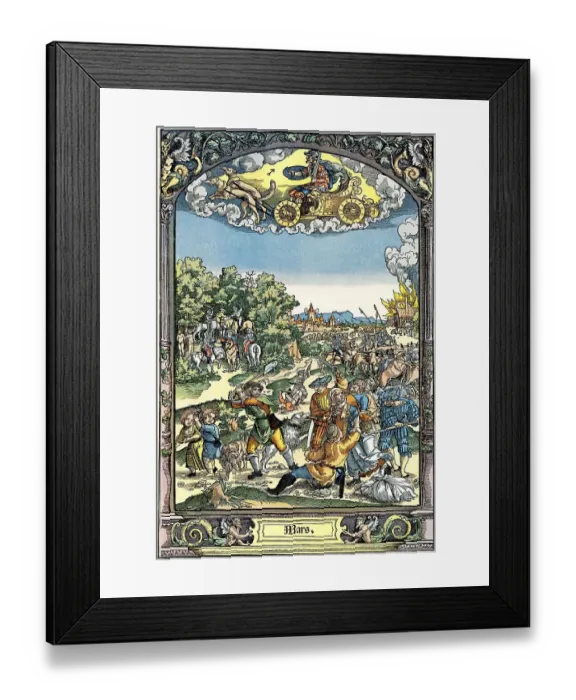 Framed Print : Attack of knights, 17th century