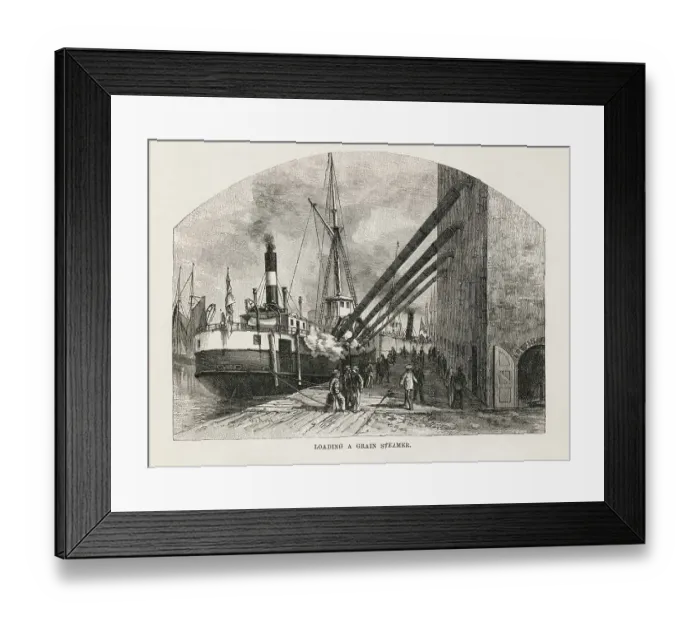 Framed Print : Loading a grain steamer. Milwaukee