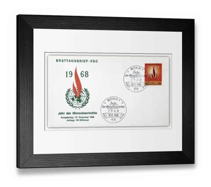 Framed Print : First day cover, Jahr der Menschenrechte