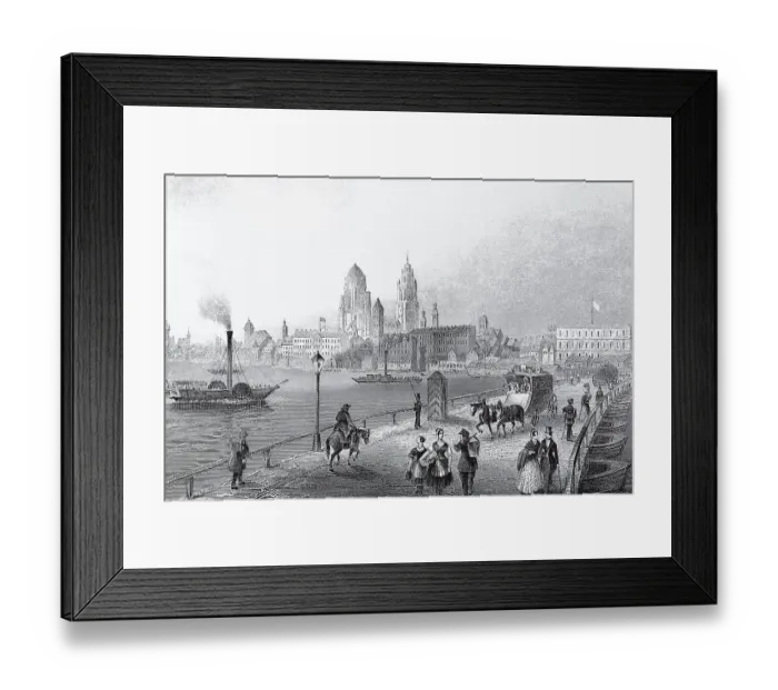 Framed Print : View of Mainz, about 1850, historic cityscape