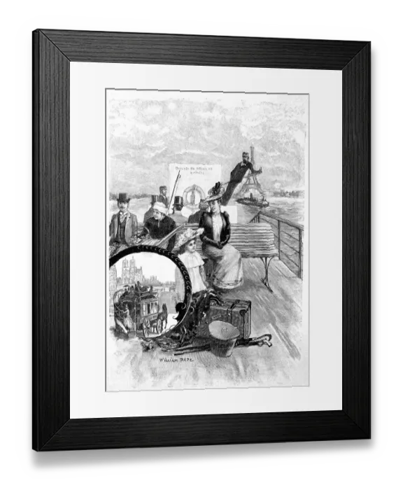 Framed Print : Woodcut Steamboat on the Seine River