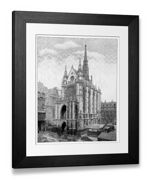 Framed Print : Woodcut La Sainte Chapelle in Paris