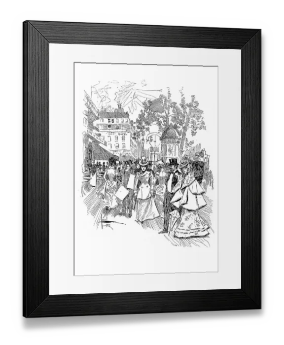 Framed Print : Woodcut A Spring Day in Paris Framed Print : Woodcut A Spring Day in Paris