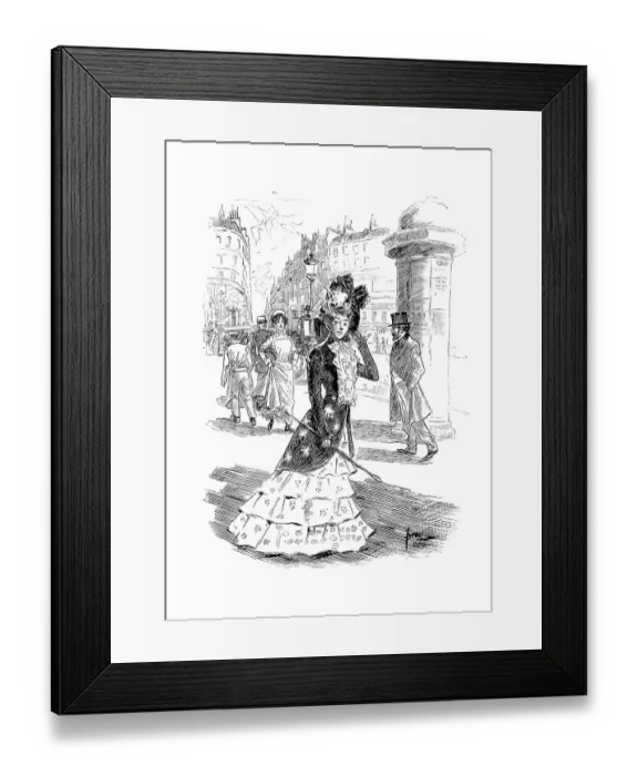 Framed Print : Woodcut A Spring Day in Paris
