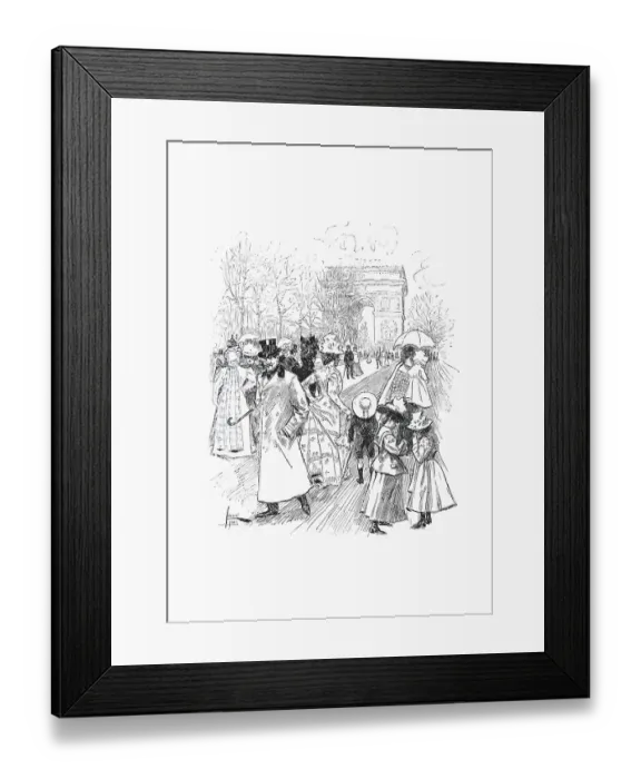 Framed Print : Woodcut A Spring Day in Paris