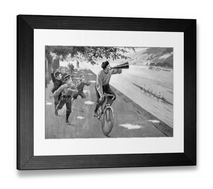 Framed Print : Woodcut Training for the Regatta Framed Print : Woodcut Training for the Regatta
