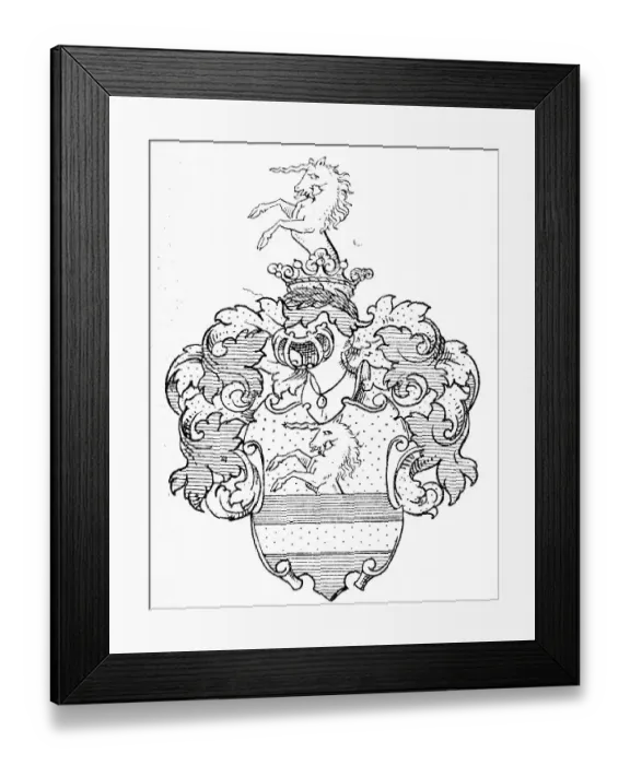 Framed Print : Schiller's coat of arms, historical illustration in Deutsche Literaturgeschichte or German literature from 1885 Framed Print : Schiller's coat of arms, historical illustration in Deutsche Literaturgeschichte or German literature from 1885