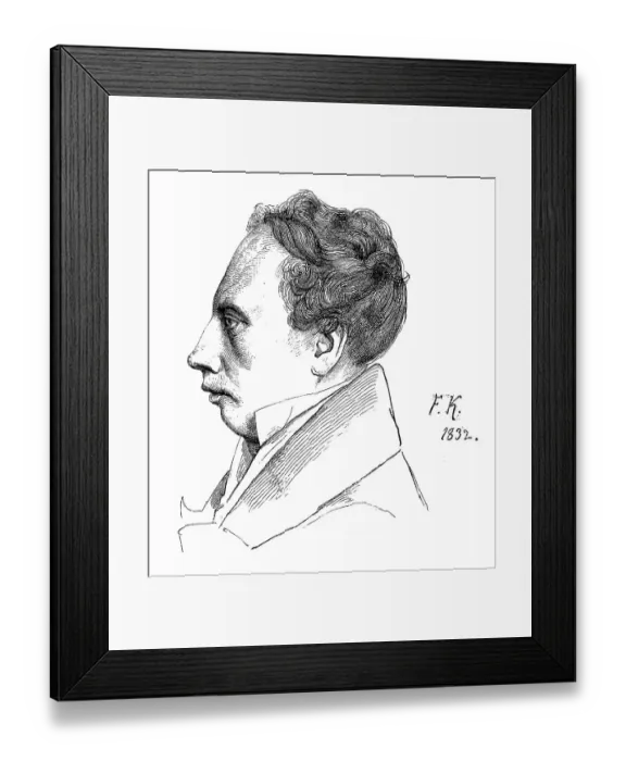 Framed Print : Ludwig Uhland in 1832, historic illustration from Deutsche Literaturgeschichte Framed Print : Ludwig Uhland in 1832, historic illustration from Deutsche Literaturgeschichte