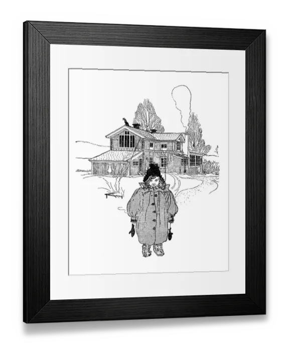 Framed Print : Girl in winter, illustration in The House in the Sun by Carl Larsson Framed Print : Girl in winter, illustration in The House in the Sun by Carl Larsson