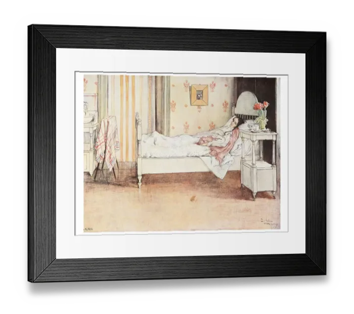 Framed Print : Recovery, illustration in The House in the Sun by Carl Larsson