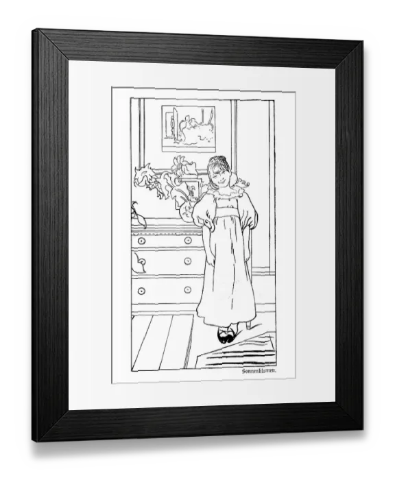 Framed Print : Sunflowers, illustration in The House in the Sun by Carl Larsson Framed Print : Sunflowers, illustration in The House in the Sun by Carl Larsson