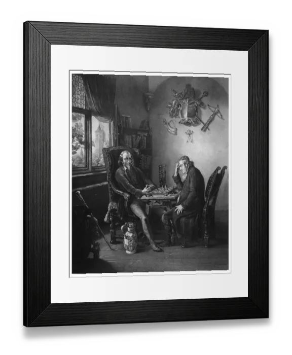 Framed Print : Chess players, historical engraving from 1852
