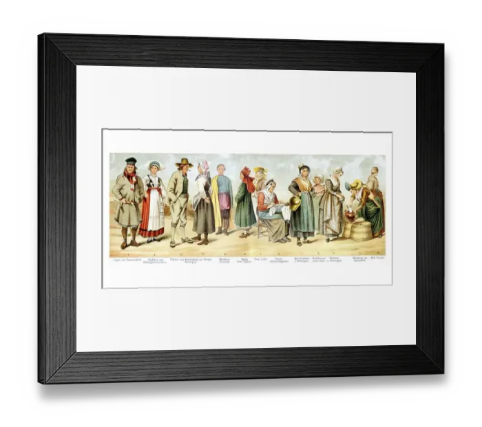 Framed Print : Traditional costumes, historical illustration Framed Print : Traditional costumes, historical illustration