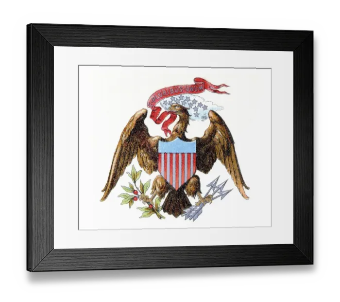 Framed Print : Coat of Arms, USA, from Meyers Konversationslexikon encyclopedia Framed Print : Coat of Arms, USA, from Meyers Konversationslexikon encyclopedia