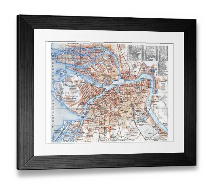 Framed Print : Map of St. Petersburg, historic image Framed Print : Map of St. Petersburg, historic image