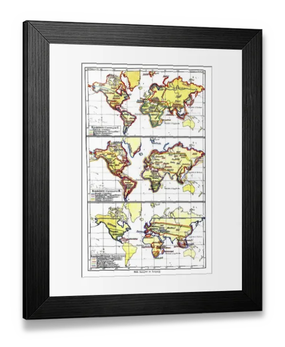 Framed Print : Map, occurrence of mammals, historic image Framed Print : Map, occurrence of mammals, historic image