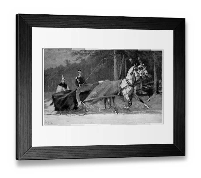 Framed Print : Kaiser Wilhelm II in a horse-drawn sledge Framed Print : Kaiser Wilhelm II in a horse-drawn sledge