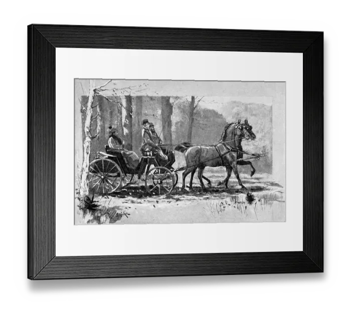 Framed Print : Kaiser Wilhelm II in a horse-drawn hunting carriage