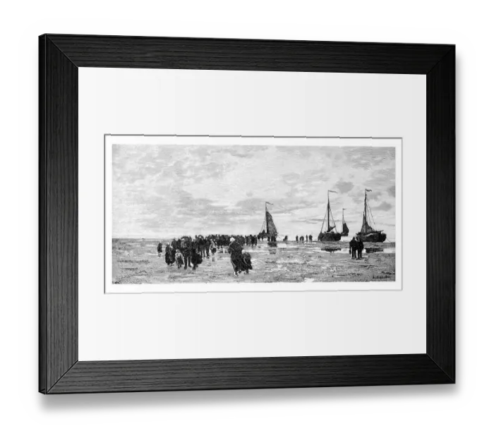Framed Print : Returning fishermen, Modern Art in Master Woodcuts Framed Print : Returning fishermen, Modern Art in Master Woodcuts