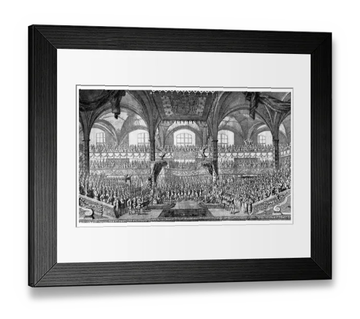 Framed Print : King Wilhelm I and the Queen with entourage in a church