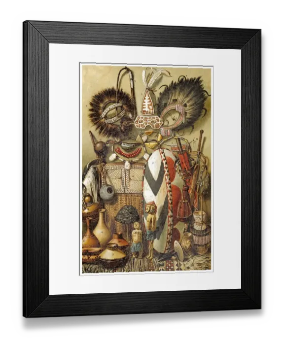Framed Print : African Culture I, an illustration from Meyers Konversations-Lexikon