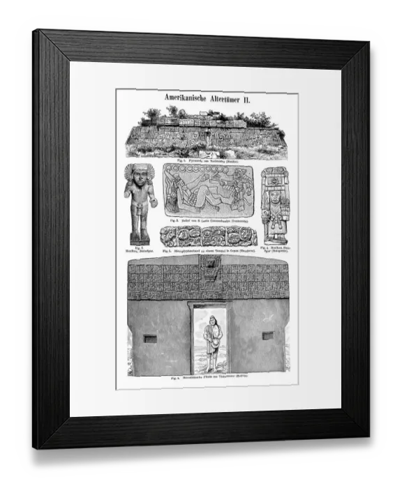 Framed Print : American Antiquities II, an illustration from Meyers Konversations-Lexikon