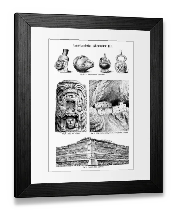 Framed Print : American antiquities III, an illustration from Meyers Konversations-Lexikon Framed Print : American antiquities III, an illustration from Meyers Konversations-Lexikon