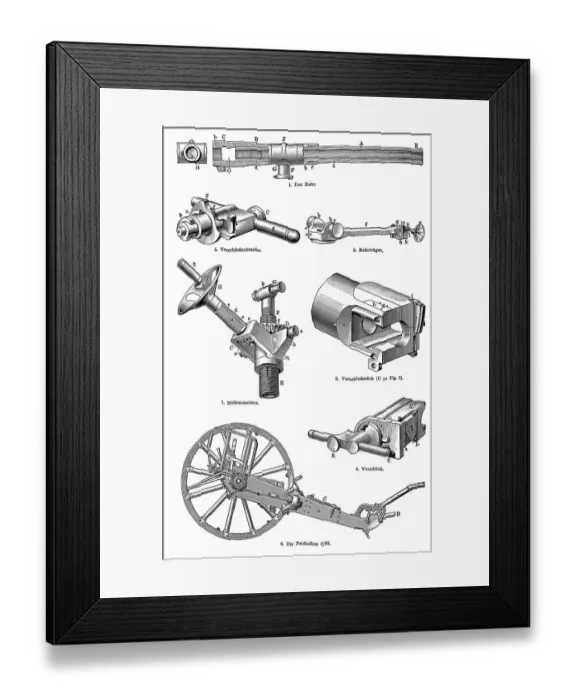 Framed Print : Display chart, guns V, illustration