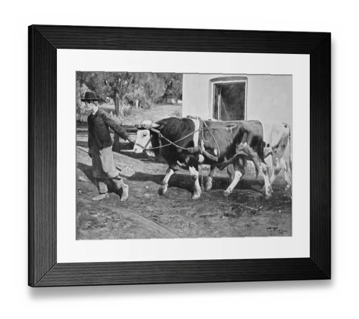 Framed Print : En route to work, illustration from the yearbook Modern Art in Master Woodcuts