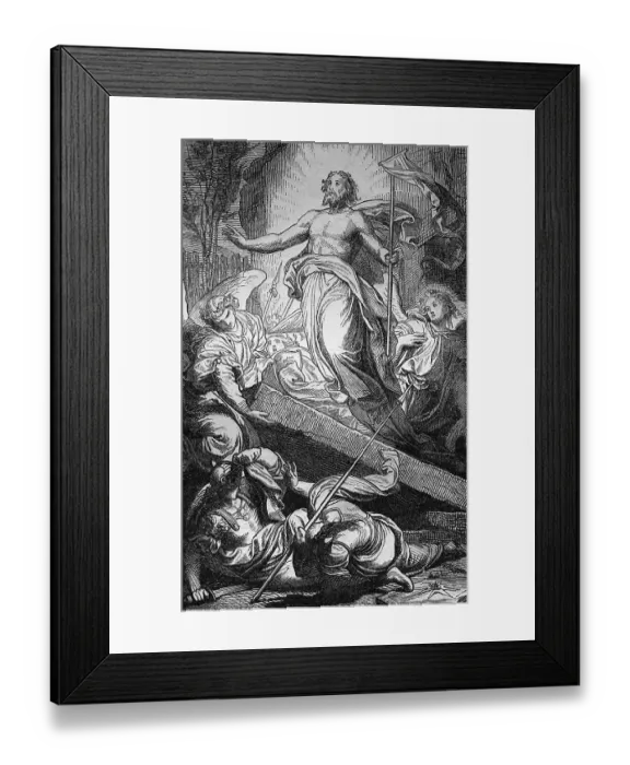 Framed Print : The Resurrection of Christ, historic steel engraving from 1860