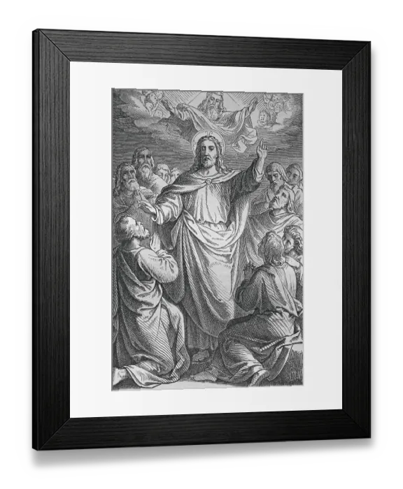Framed Print : The mission of the Apostles, historic steel engraving from 1860