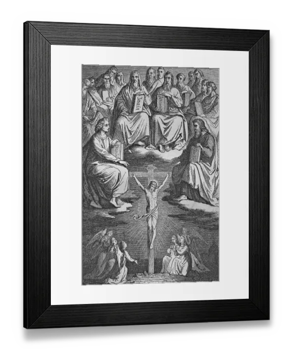 Framed Print : Crucifixion, historic steel engraving from 1860