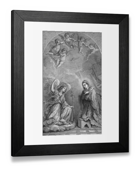 Framed Print : Annunciation, historic steel engraving from 1860