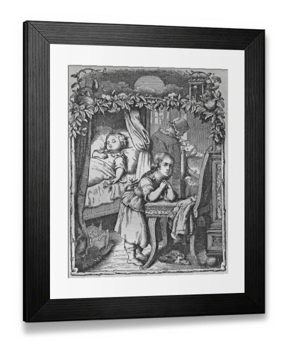 Framed Print : Start with God, historic steel engraving from 1860