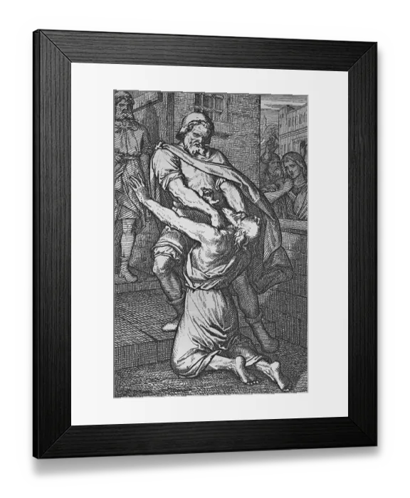 Framed Print : The unmerciful servant, historic steel engraving from 1860