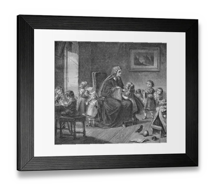 Framed Print : Pre-school, historic steel engraving from 1860