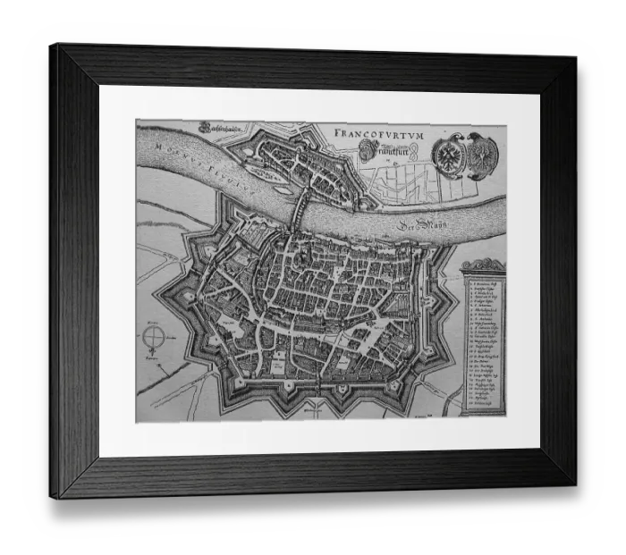 Framed Print : Map of Frankfurt, Germany, in the 17th century Framed Print : Map of Frankfurt, Germany, in the 17th century