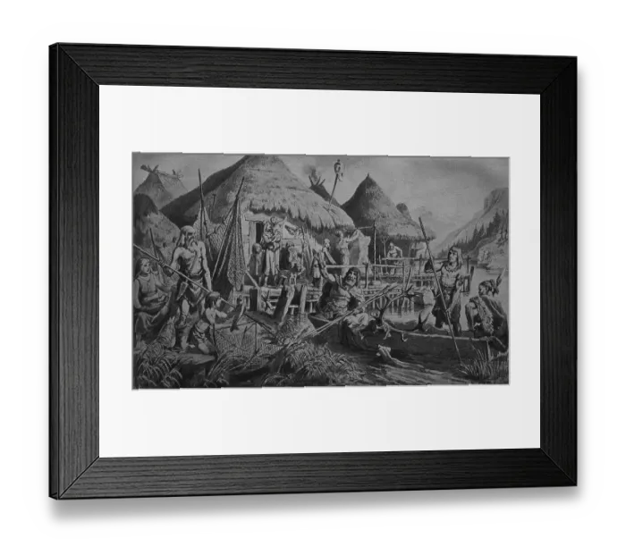 Framed Print : Stilt houses in the middle ages