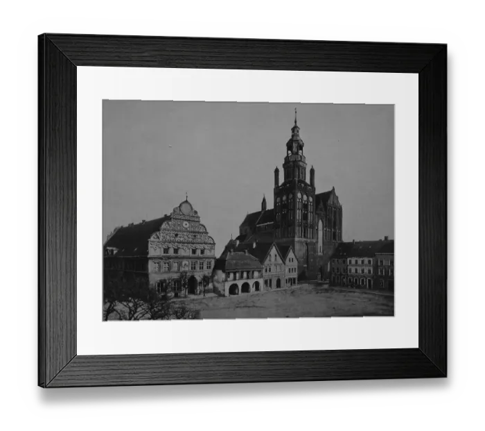 Framed Print : Old city hall and Marienkirche church of Stargard in Pomerania
