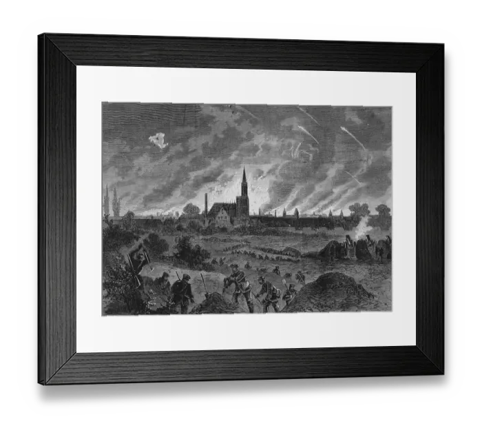 Framed Print : Fire during the bombardment of Strasbourg in the night of 25 August 1870