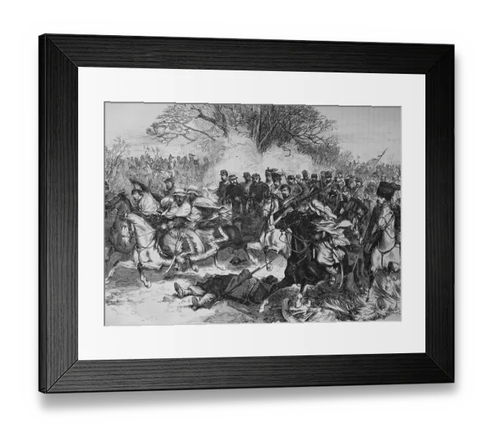 Framed Print : French cavalry retreating after the Battle of Orleans