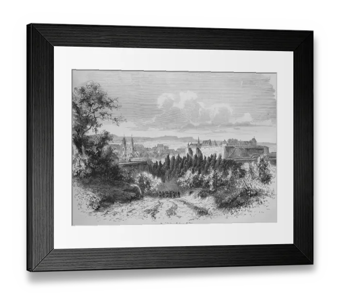 Framed Print : View of Sedan Castle, historic illustration Framed Print : View of Sedan Castle, historic illustration