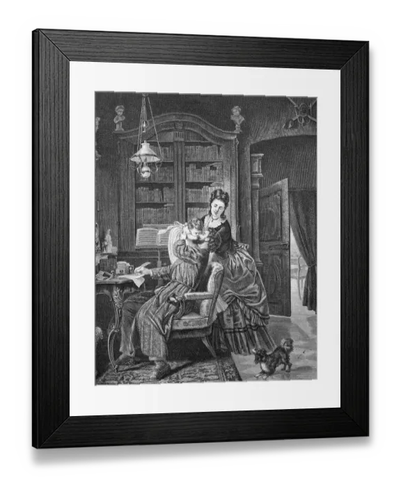 Framed Print : Good morning father, historical illustration, 1877