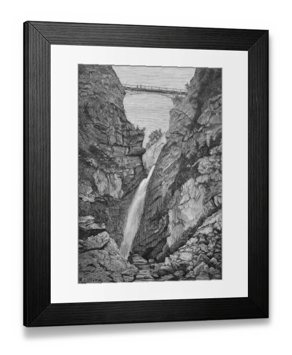 Framed Print : Poellatfall waterfall with Marienbruecke bridge near Neuschwanstein Castle Framed Print : Poellatfall waterfall with Marienbruecke bridge near Neuschwanstein Castle