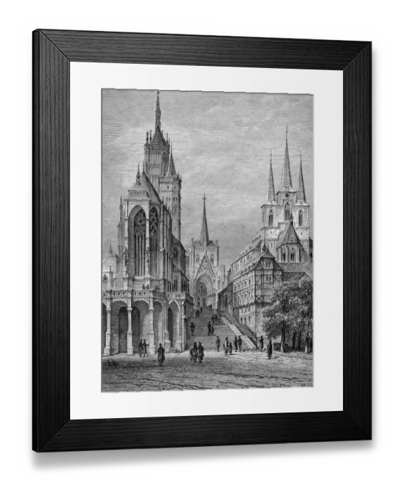 Framed Print : Erfurt Cathedral, Germany, historic illustration