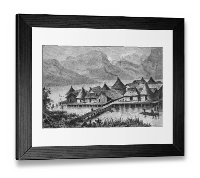Framed Print : Stilt houses village on Lake Constance Framed Print : Stilt houses village on Lake Constance